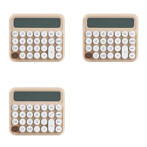 3X Calculadora con Interruptor Mecánico de 12 Dígitos Pantalla LCD Grande Calculadora de Escritorio Calculadora Financiera con Botón Grande Beige