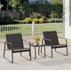 thumbnail image 3 of Zocalo Juego de Muebles de Exterior 3 Piezas, 2 Sillones y Mesa Auxiliar de Acero, Sillas con Tela Transpirable, Resistente al Agua y UV, Set para Jardín, Terraza y Patio, Color Negro, 3 of 10