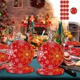 thumbnail image 1 of Set de vajilla de Navidad con copos de nieve rojos - platos, vasos y servilletas de papel desechables de 16 piezas - platos de 7 y 9 pulgadas, 1 of 6