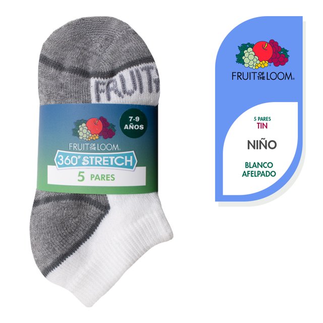 Set de Tines Fruit of the loom Para Niño Afelpado Anatómico Blanco 5 Pares Talla M