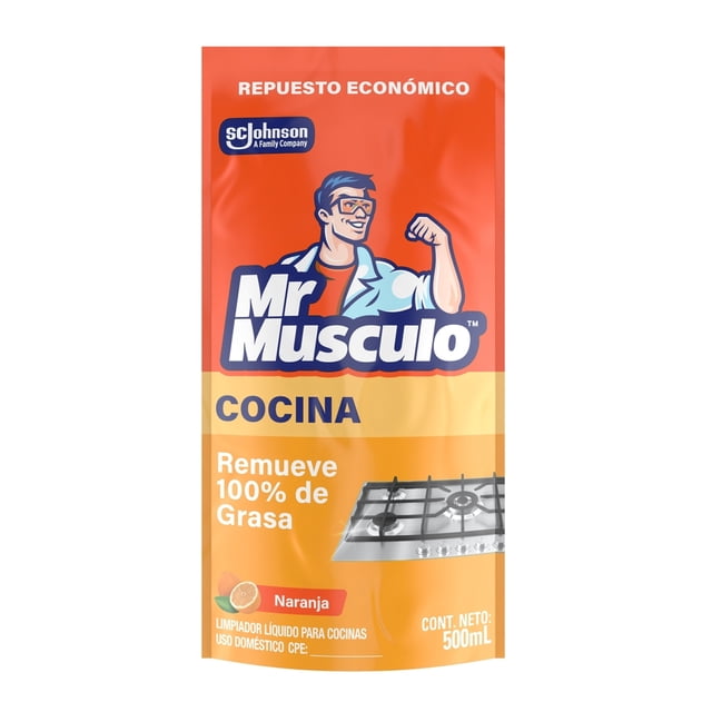 Limpiador Líquido para Cocina Mr. Músculo Desengrasante Naranja Repuesto de 500 ml