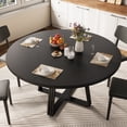 thumbnail image 3 of Yeshouse Mesa de comedor redonda de 120 cm para 4-6 personas, diseño rústico con espacio de almacenamiento, ideal para cocina, comedor, sala, reuniones y apartamento, 3 of 9