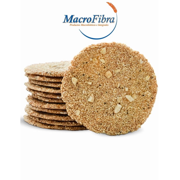 Galleta Cacahuate Oblea Avena Amaranto Macrofibra Integral sin Azucar Vegano sin Gluten sin Lactosa Macrobiotico E Integral 3 Botes c/12 Pzas