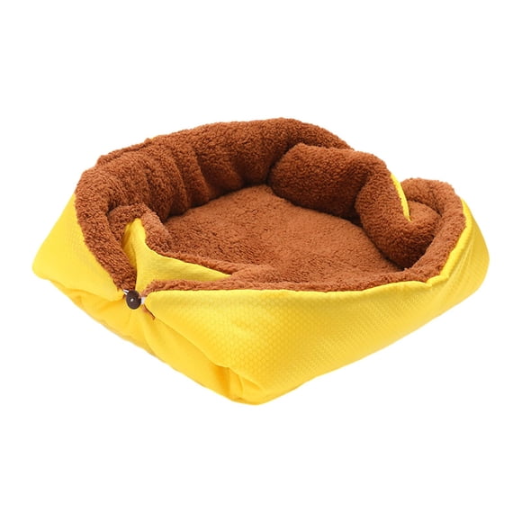 Cama para mascotas, camas para perros, camas para gatos, cueva, caseta, nido suave, portátil y cálido para gatos Amarillo