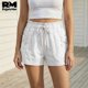 thumbnail image 3 of Short Casual de Mujer Con Cordón Ajustable y Bolsillos blanco Mediano, 3 of 5