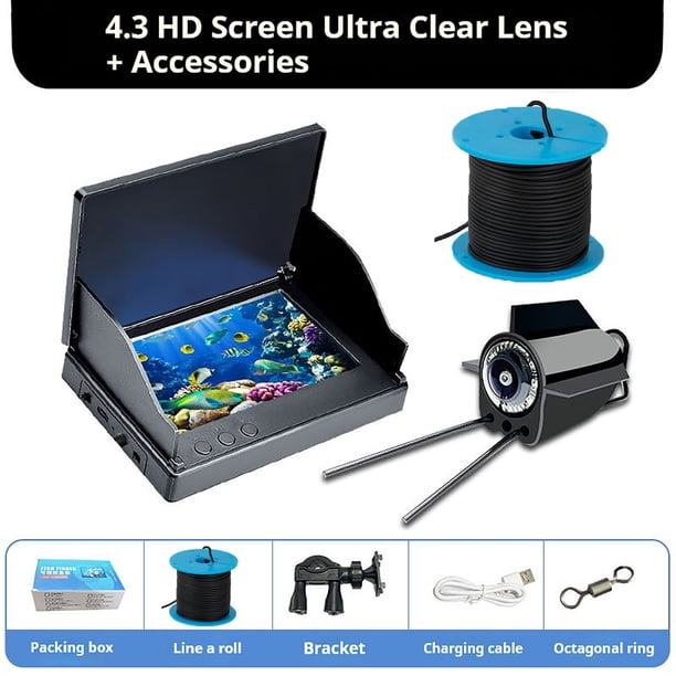 Amzcrzy Electrónica para hombres Organizador de electrónica Cámara digital Detector de peces con cámara HD subacuática, sensor de temperatura subacuático, sonda de visión nocturna para ver peces, her