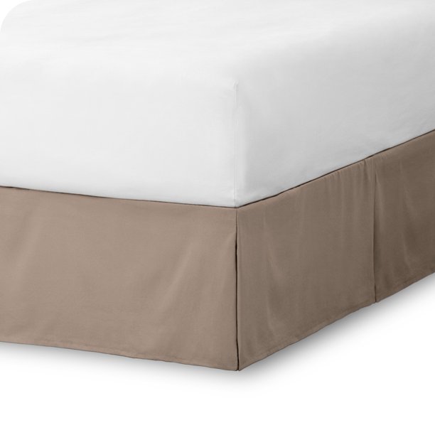 Faldón de cama cepillado Doble Bare Home Colección Premium 1800 Caída de 15 Pulgadas Tamaño Completo Color Topo