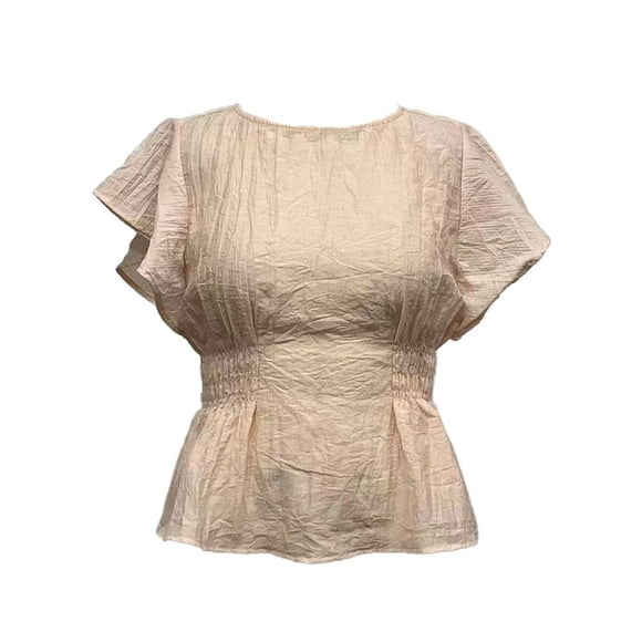 GEORGE G BLUSA CR MC CORRUGADA SMOCK CINTURA