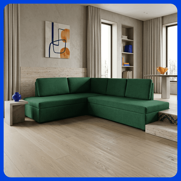 Sillón Sala Leon Esquinera En L 2 Piezas 5 Plazas Linato Armada Azul