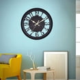 thumbnail image 3 of Reloj de pared grande, reloj retro europeo con números arábigos grandes, silencioso para interiores. Negro, 3 of 8