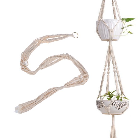 FOMIYES Colgador Macrame De Beige Con Soporte Para Dos Macetas Para O Patio
