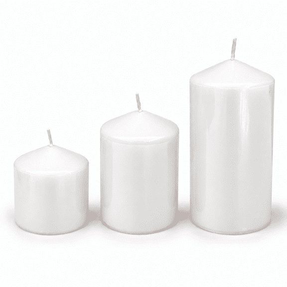 Set de 3 Velas Blancas Decorativas Centro de Mesa Navideño
