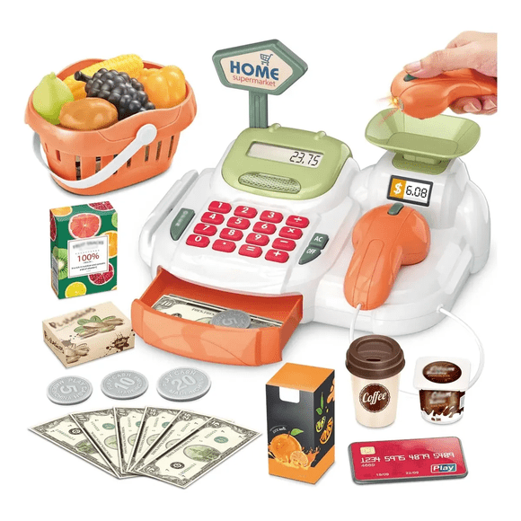 Caja Registradora Infantil Juego De Juguete 36pcs Xtellar Naranja