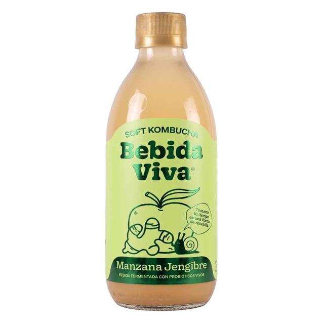 Bebida Kombucha con probióticos manzana jengibre 377 ml
