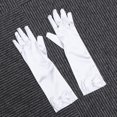 thumbnail image 3 of FELTECHELECTR 1 par de guantes largos de satén con lazo para niña de las flores, para boda, fiesta de noche (blancos), 3 of 5