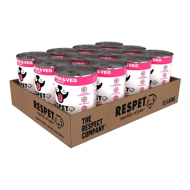 Alimento para perro Respet paquete de 12 latas Salmón y Vegetales de 410 gr 