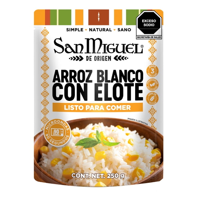 Arroz San Miguel blanco con elote listo para comer 250 g