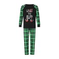 thumbnail image 3 of Pijamas navideños familiares a juego, camisetas de manga larga con estampado de elfos y letras + pantalones a cuadros. Pijama que brilla en la oscuridad., 3 of 9