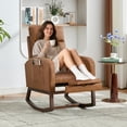 thumbnail image 1 of Yeshouse Mecedora mecedora para guardería con reposapiés ajustable, respaldo alto, suave acolchado, dos bolsillos laterales, patas de madera maciza, cómodo sillón para sala de estar y dormitorio, 1 of 8