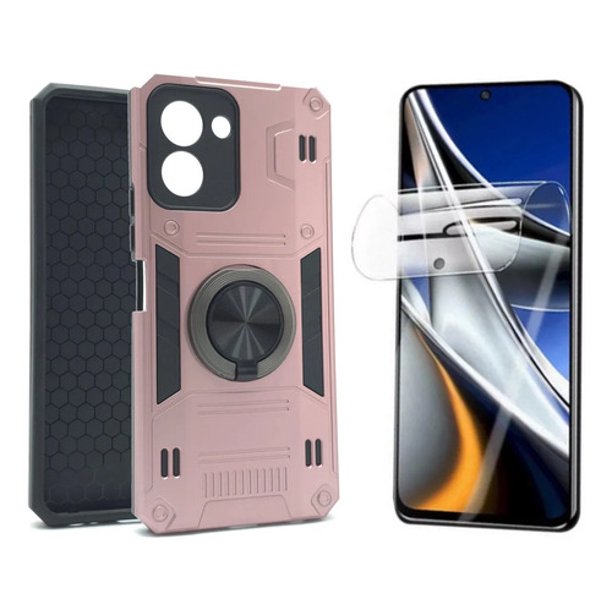 Funda + Mica Icon Case Titan para Tecno Spark Go 3, Carcasa, Protector, Uso Rudo, Protector de Pantalla, Antigolpes, Esquinas Reforzadas, Protección de Cámara - Rosa
