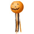 thumbnail image 2 of Decoraciones colgantes de calabazas de papel para Halloween: calabaza plegable de papel crepé con cara sonriente y borlas para fiestas de Halloween en interiores y exteriores., 2 of 7