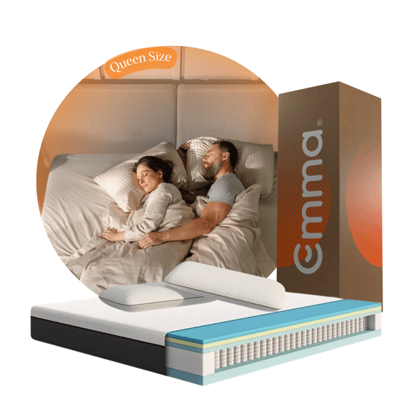 Combo Colchón Emma Hybrid Premium | Queen Size 150x190cm | Memory Foam Resortes y 2 Almohadas Memory Adapt Emma Combo Hybrid Premium
