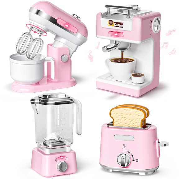 Kitchen Playset B Bascolor Play Kitchen con cafetera, tostadora, batidora y licuadora