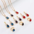 thumbnail image 3 of Xiao Hua Conjunto de joyería de moda con diamantes de imitación y colgante de gota de agua, collar y pendientes retro para mujer, madre, novia, boda, azul B, 3 of 4