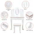 thumbnail image 2 of Tocador Infantil – Set con Espejo Tríptico Iluminado – Mesa de Madera con LED Ajustables – Cajón y Rejilla de Almacenaje – Taburete – Juego de Maquillaje Simbólico – Rosa/Blanco, 2 of 8