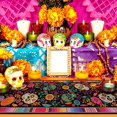 thumbnail image 3 of Decoración del Día de los Muertos, Camino de mesa con calavera de azúcar del Día de los Muertos, 3 of 6