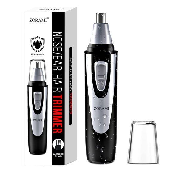 Cortapelos para orejas y nariz – 2024 profesional sin dolor para cejas y pelo facial para hombres y mujeres, recortador con pilas con IPX7 resistente al agua, cuchillas de doble borde para una fácil l
