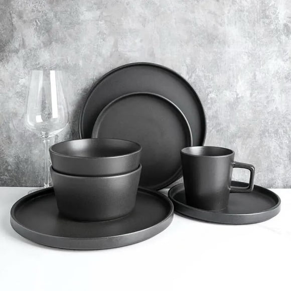 Vajilla Vascella Negra Mate para 4 personas 16pz