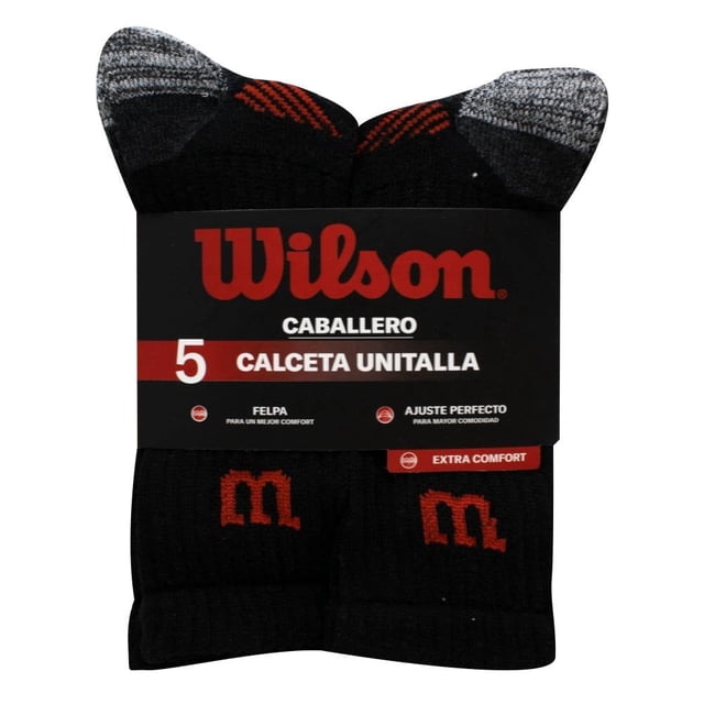 Calcetas Wilson para Hombre, 5 Pares Negro Unitalla