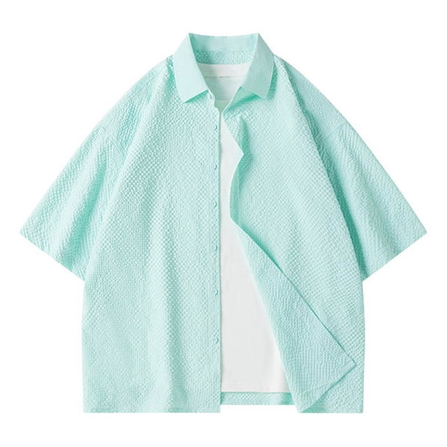 pstuiky Camisas de vestir de manga corta para hombre, Camisa de manga corta con botones de color liso para hombre ropa de hombre xl