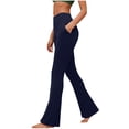 thumbnail image 1 of Amzcrzy Leggings Acampanados Mujer S-2XL - Yoga, Cintura Alta Sin Costura Delantera, Muy Elásticos Cómodos, Color Liso, Bolsillos Azul, 1 of 6