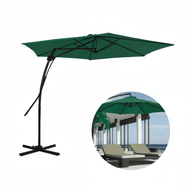 Sombrilla Lateral Tipo Cantilever para Jardín y Terraza | Parasol Exterior con Base Cruzada