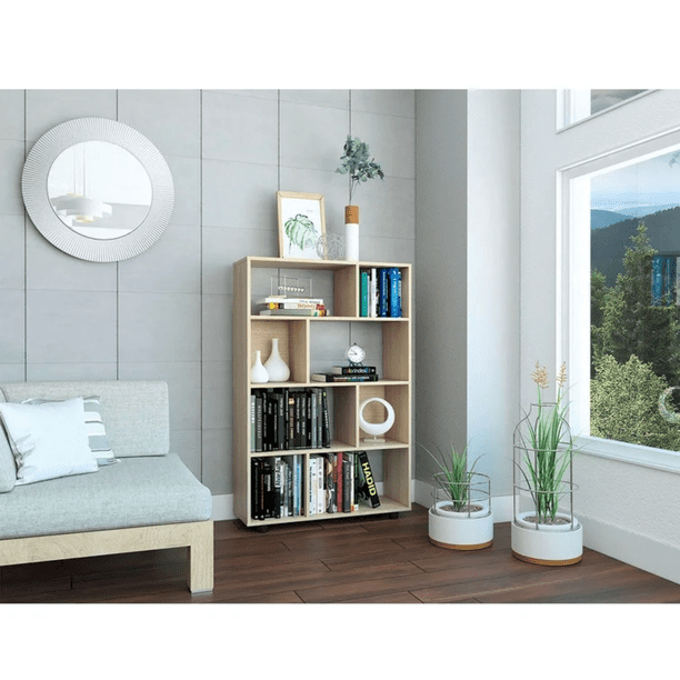 Biblioteca Librero Organizador con 8 Compartimentos y Entrepaños Color Beige Rovere | Excelsior Indira