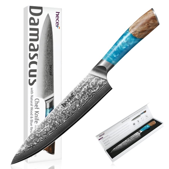 Cuchillo de chef Hecef 8 pulgadas acero Damasco japonés G10