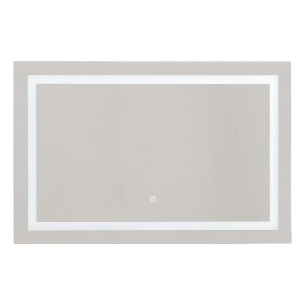 Espejo con luz LED KingsHouse rectangular Encendido Touch Baño Pared blanco 100x3.5x65 cm