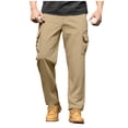 thumbnail image 1 of Amzcrzy Pantalones Clásicos Hombre Color Liso Cintura Elástica Cómodos Transpirables Elásticos Moda Informal Senderismo Pescar Correr Ejercicio Bolsillos Tallas S-3XL Marrón, 1 of 8