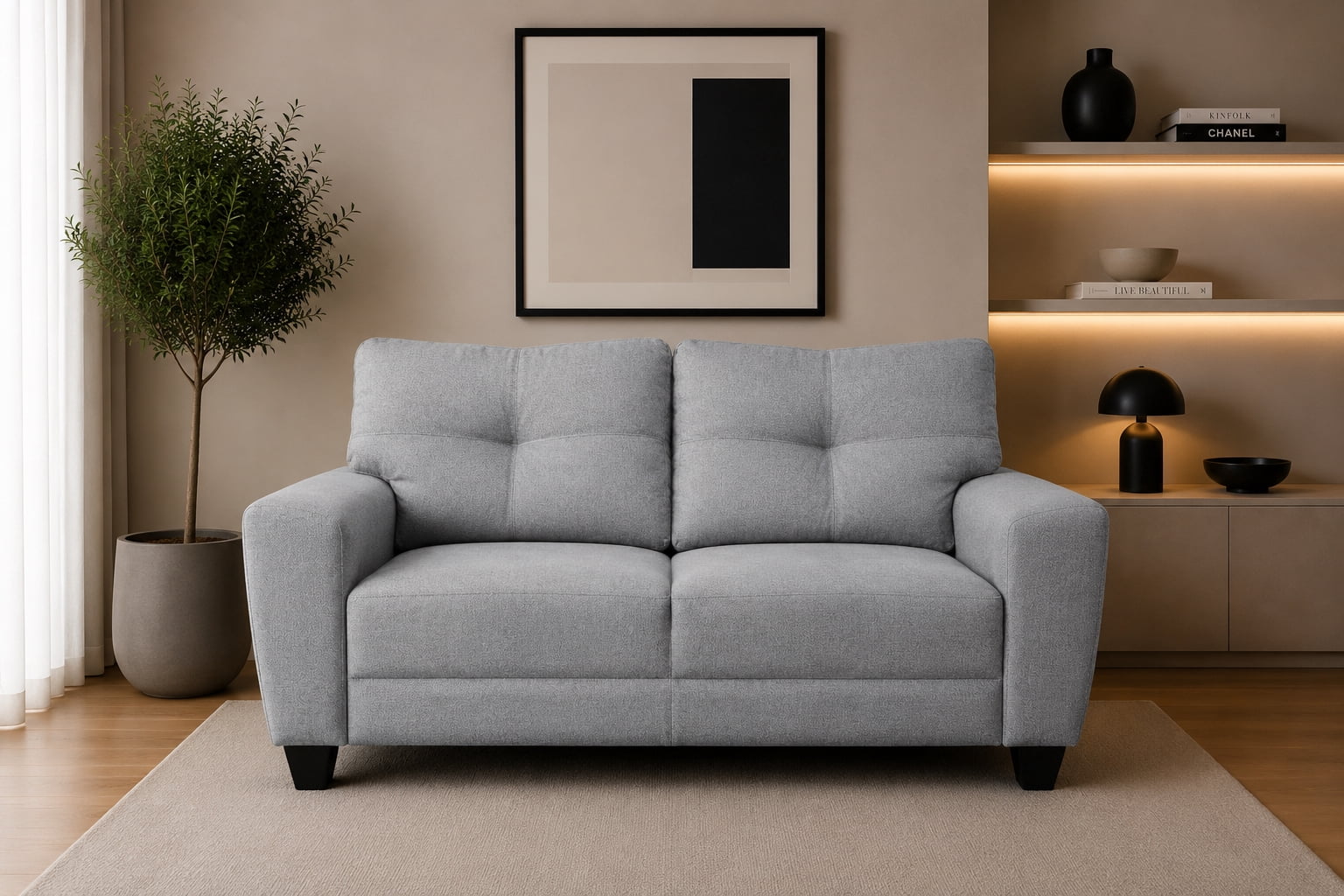 Love seat El Bazar Store Sidney Lino Gris plata 2 plazas, Modular, Moderno, Sala, Sofa