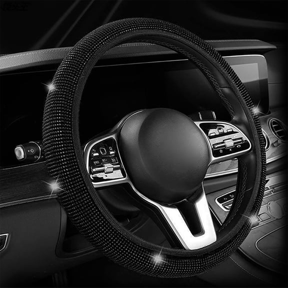 Funda de volante de verano con diamantes de imitación para mujer, protector brillante para volante de coche, ajuste universal, fundas para volante de 14 a 15 pulgadas.