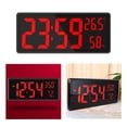 thumbnail image 2 of Reloj de pared digital grande con pantalla de temperatura y humedad, 12/24 h, para mesita de noche o para el hogar. Rojo, 2 of 8