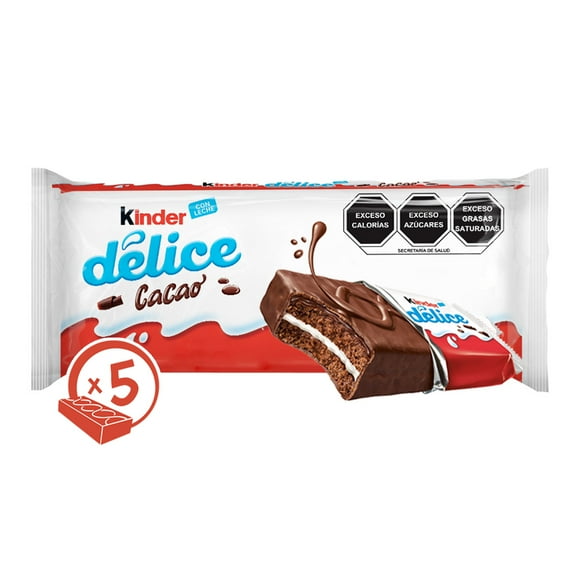 Pastelito Kinder Délice cacao con 5 pzas de 39 g c/u
