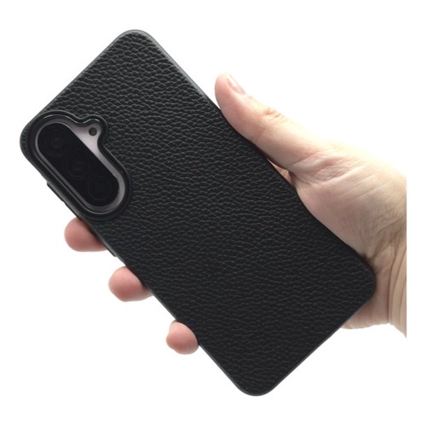 Funda Icon Case Cromo Piel para Samsung A56 5G, Carcasa, Protector, Uso Rudo, Antigolpes, Resistente, Esquinas Reforzadas, Protección de Cámara - Negro