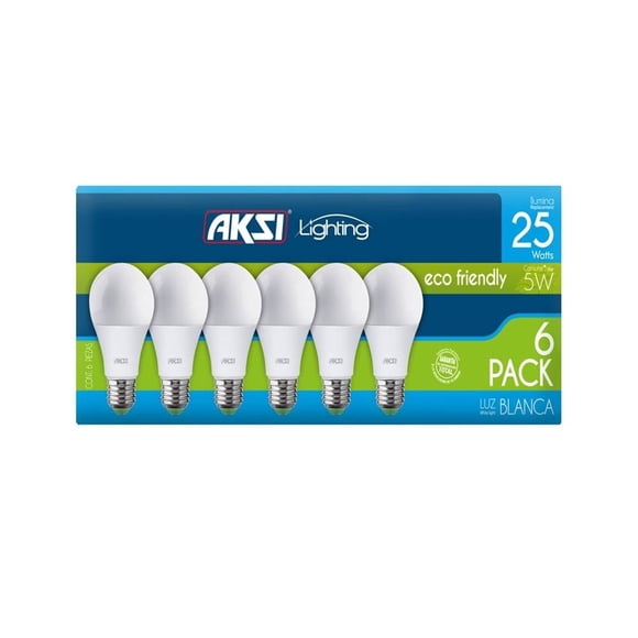Foco LED Aksi Lighting Paquete de 6 focos, modelo 129004, luz blanca