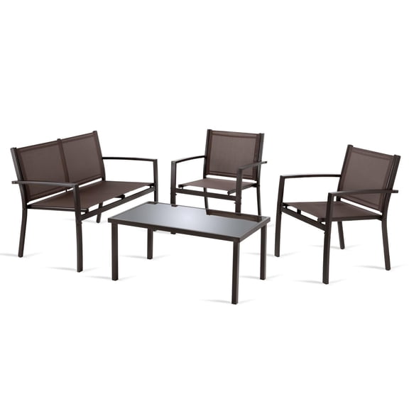 Sala Exterior para Jardín Textileno Sillas Sillon Mesa 4Pzas 
 marron