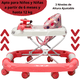 thumbnail image 3 of Andadera para Bebé Mecedora Luz y Sonido Diseño de Carrito Bastón Dirigible Alturas Ajustables Plegable Ruedas de Goma - Rosa, 3 of 7