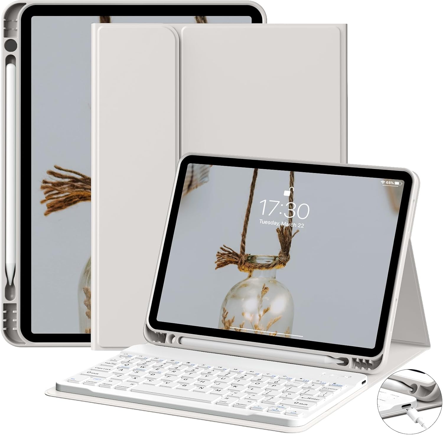 Funda con teclado GKABXY para iPad Air de 11 y 10,9 pulgadas, gris