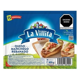 Queso manchego La Villita 41 rebanadas rectangulares 400 g